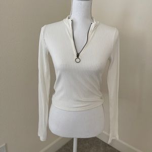 Long sleeve ribbed zip shirt